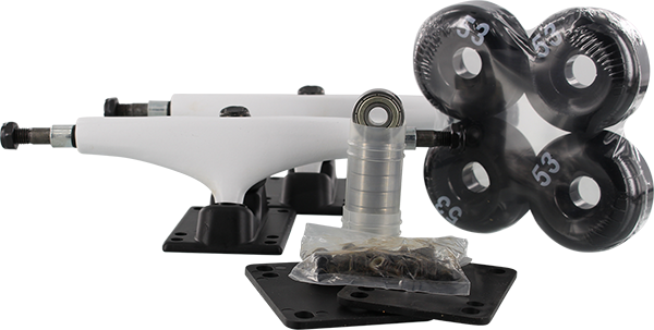 ESSENTIALS COMPONENT PACK 5.5 WHT/BLK W/53mm BLK TRUCKS SET