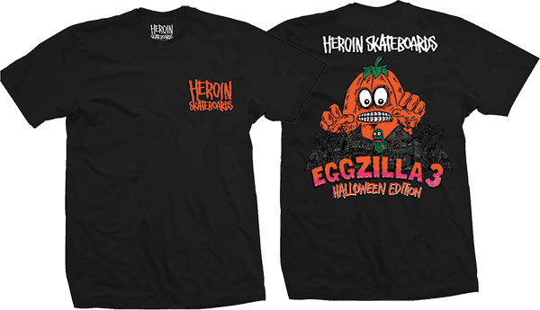 HEROIN EGGZILLA 3 SS TSHIRT SMALL-BLK