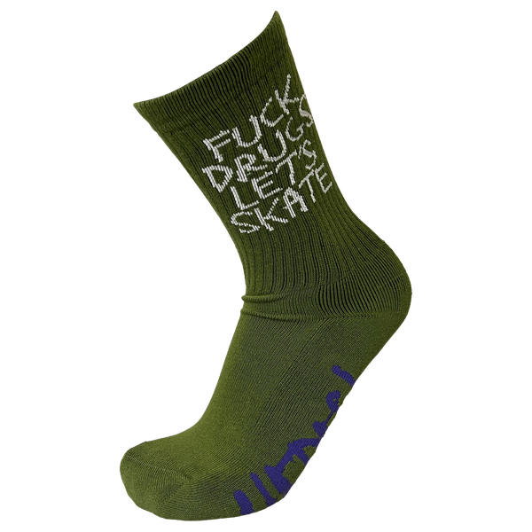HEROIN FUCK DRUGS CREW SOCKS OLIVE