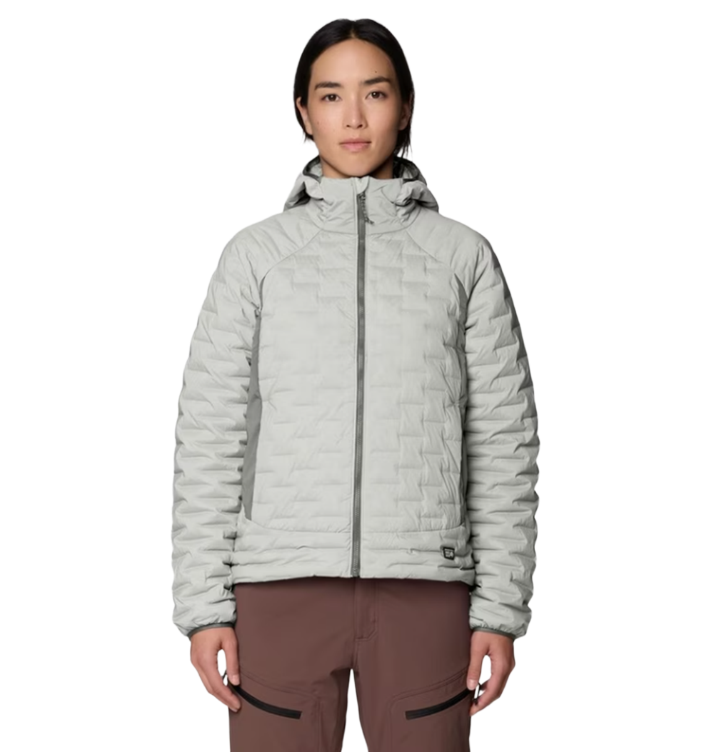 Mountain Hardwear Stretchdown Light Hooded Jacket Womens Gamma Grey L