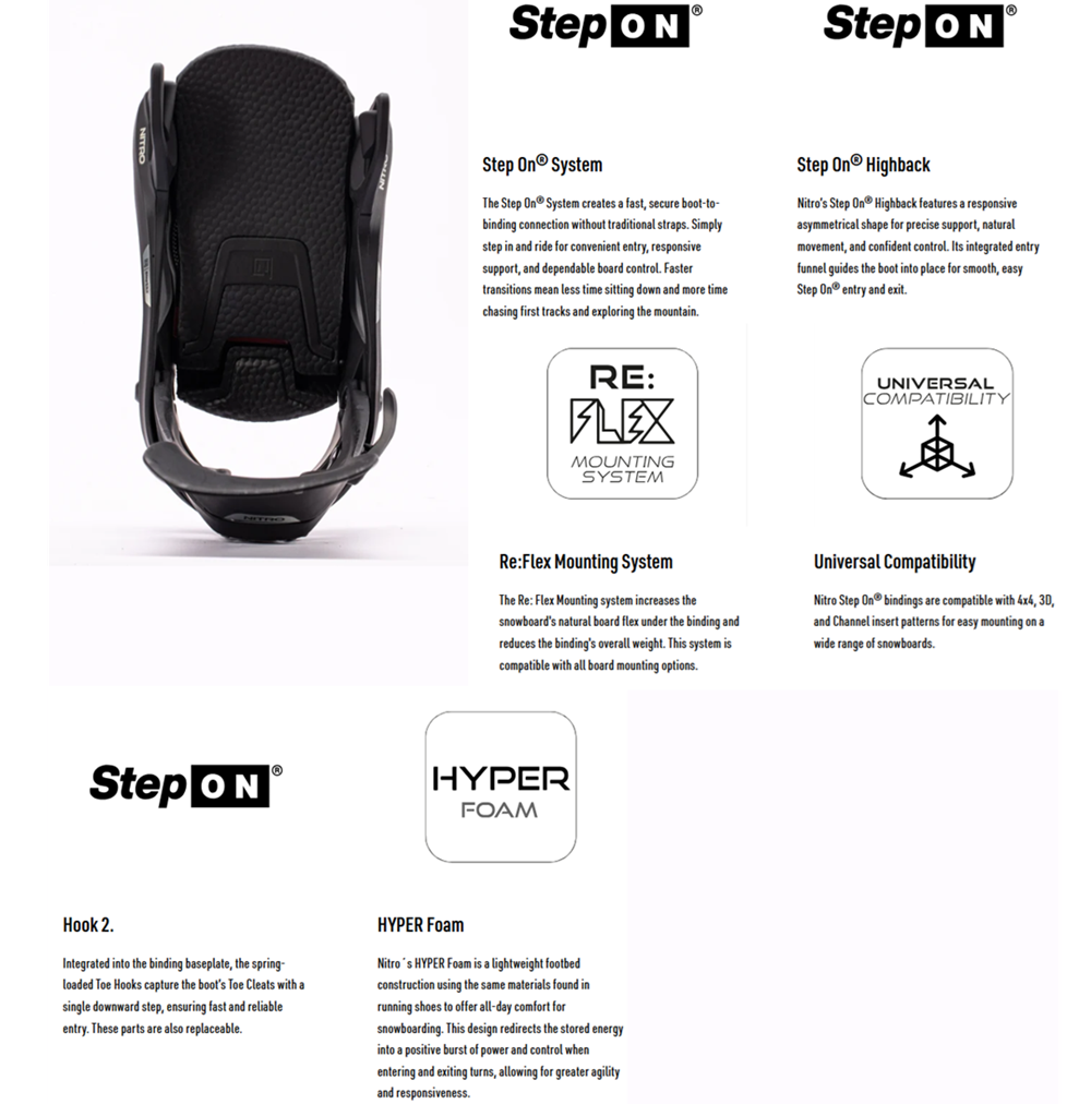 Nitro StepOn Bindings Womens 2027 Black Small