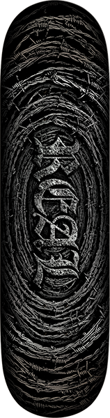 REAL TEAM BARBED WIRE FOIL OVAL SKATEBOARD DECK-8.12 BLACK