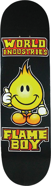 WORLD INDUSTRIES SOLID GOLD FLAME BOY SKATEBOARD DECK-8.25 BLACK