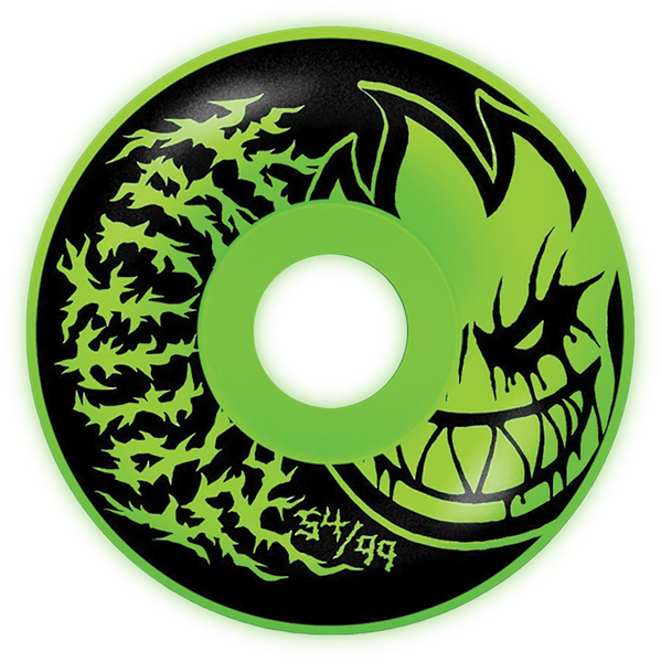 SPITFIRE F4 99a BH RADIAL FULL 54mm DEATHMASK II GLOW WHEELS SET
