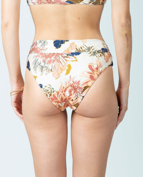 Rip Curl Sunsetters Floral High Waisted Cheeky Bikini Bottoms Natural XS