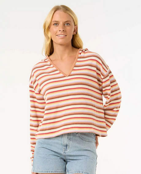 Rip Curl Bobbi Knit Hoodie Womens Red Yellow S