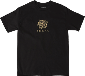 5BORO DEMON CAT SHORT SLEEVE TSHIRT SMALL BLACK/PEACH
