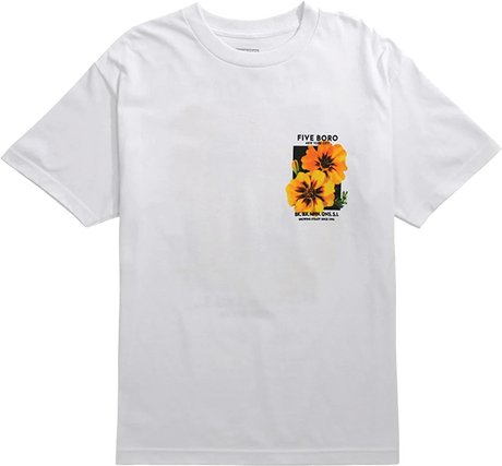 5BORO YELLOW FLOWER SS TSHIRT MEDIUM WHITE