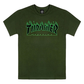 THRASHER FLAME SS TSHIRT MEDIUM FOREST/BLK