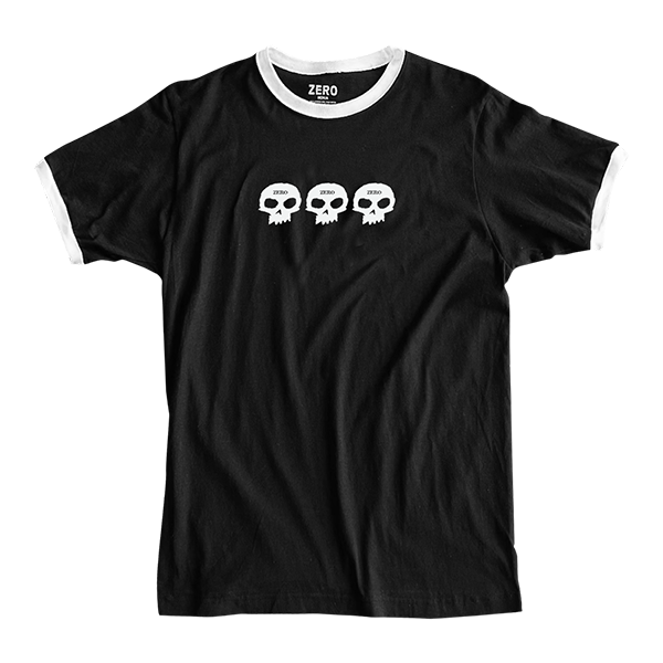 ZERO 3 SKULL RINGER SS TSHIRT LARGE BLK/WHT