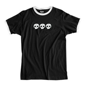 ZERO 3 SKULL RINGER SS TSHIRT LARGE BLK/WHT