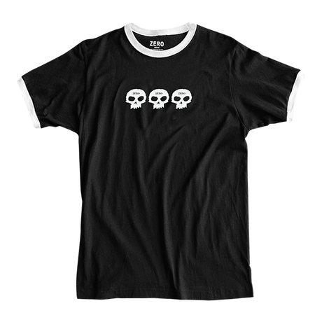 ZERO 3 SKULL RINGER SS TSHIRT LARGE BLK/WHT