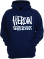 HEROIN HEROIN SCRIPT HOODY SWEATSHIRT SMALL NAVY