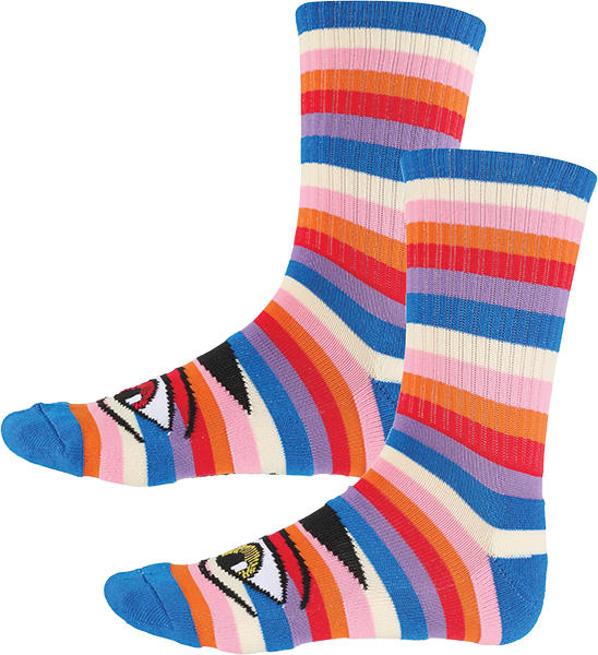 TOY MACHINE SECT EYE RAINBOW CREW SOCK BLUE