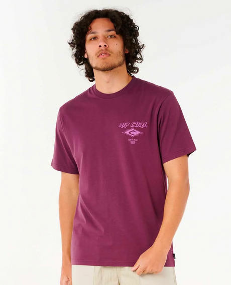 Rip Curl Fade Out Icon SS Tshirt Mens Deep Plum L