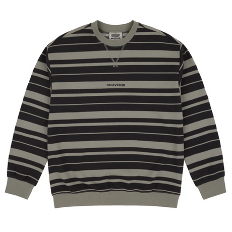 Souvenir Striped Ultra Pique Sweater Mens Charcoal Stripe S