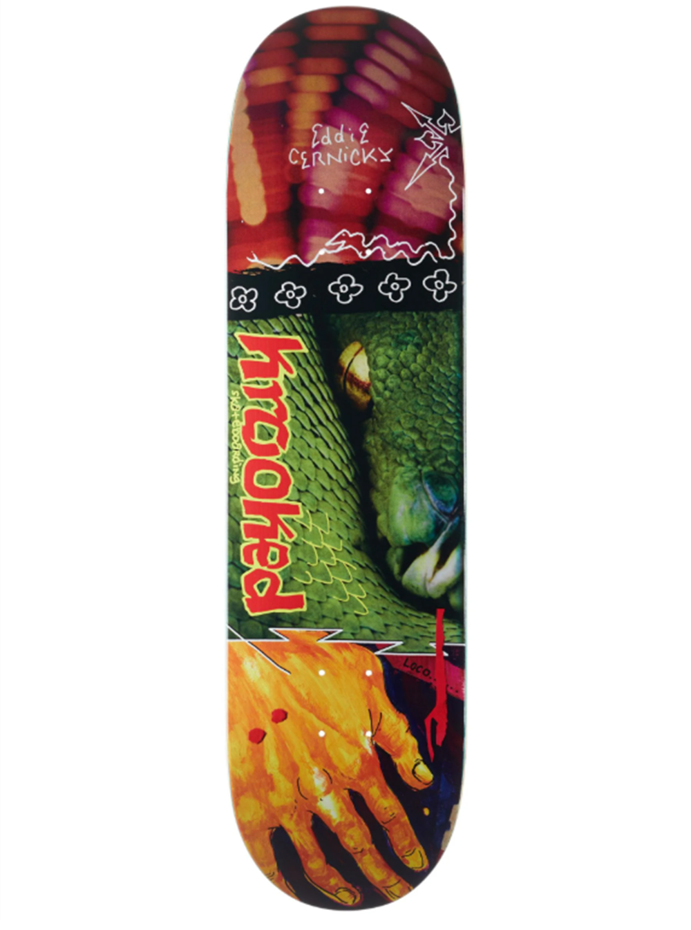 Krooked Cernicky Snake Bite Skateboard Deck Green Red 8.38 wb14.5