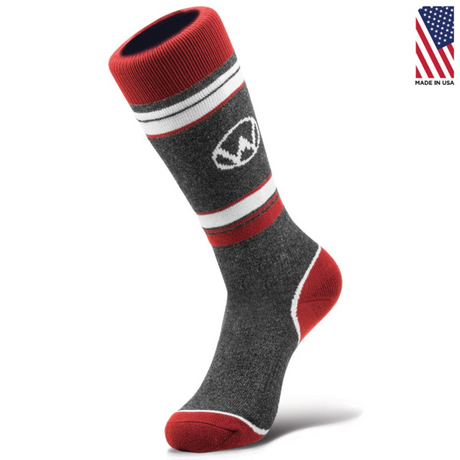 WintersEdge Camber Snow Socks Mens Grey Red M (6-8.5)