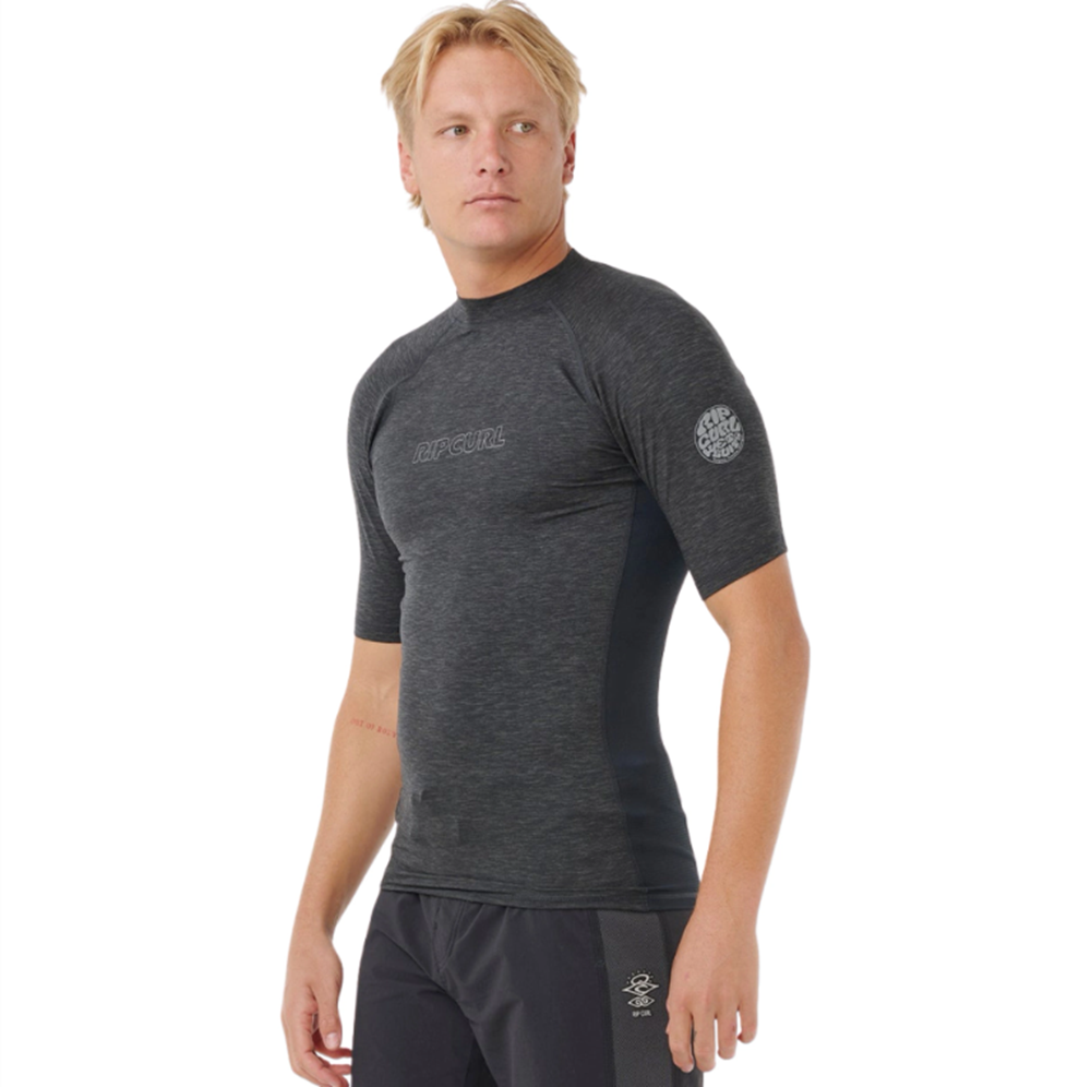 Rip Curl Down Patrol UPF Performance Rashguard SS Black Marle