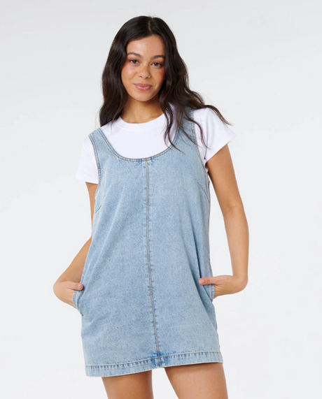 Rip Curl Ellie Denim Mini Dress Vintage Blue L
