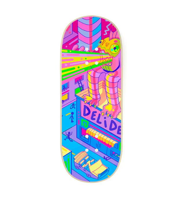 Delidecks Invasion Wood Fingerboard Deck Pink Blue 35 x 96