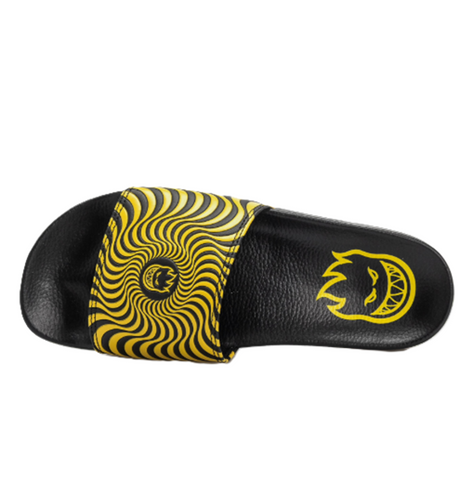 Spitfire Bighead Swirl Slides Black Yellow 9
