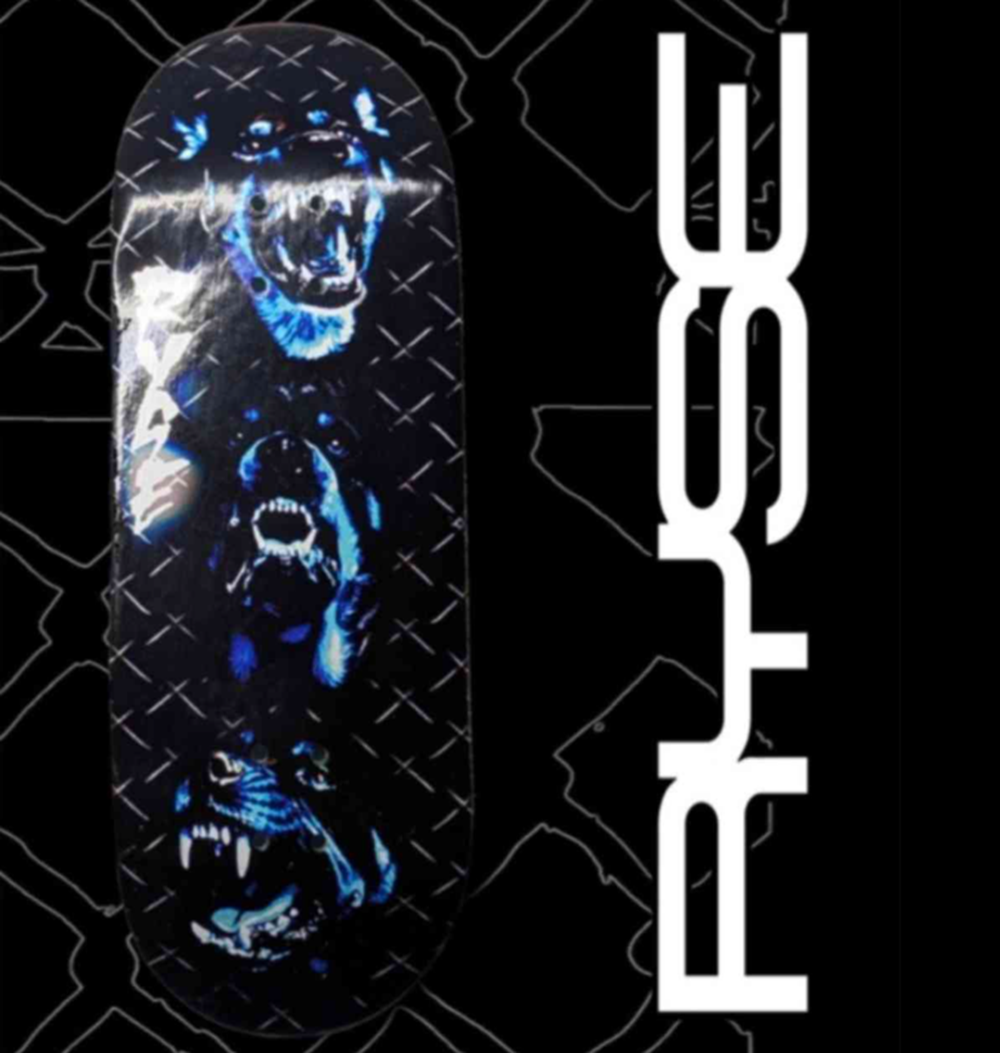 RYSE Where My Dogs At Fingerboard Deck Black Blue 34mm OG Asgard