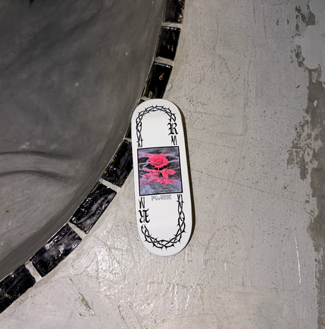 RYSE Concrete Rose Fingerboard Deck White 32mm OG Asgard