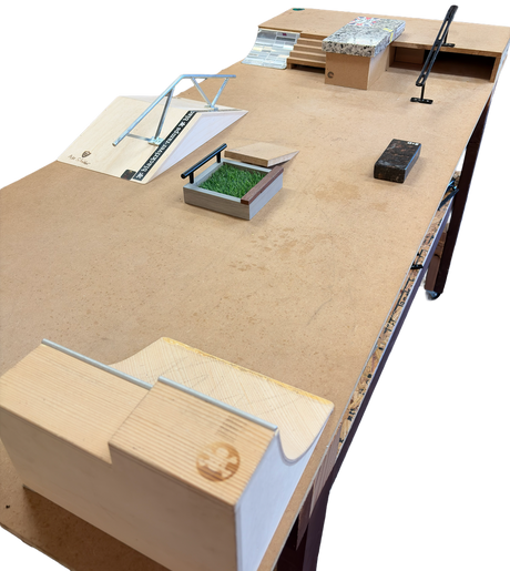 OG StairSet Canvas FIngerboard Park with STAND Brown 3x6