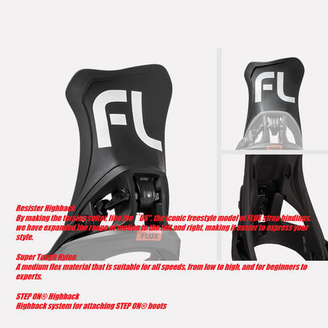 Flux DS StepOn Snowboard Bindings White Black Large