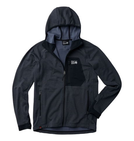 Mountain Hardwear Polartec Power Grid Zip Hood Mens Blue Slate Heather M