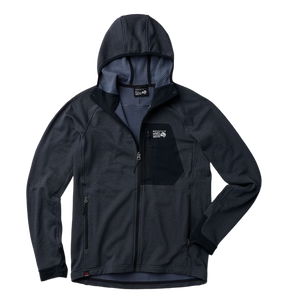 Mountain Hardwear Polartec Power Grid Zip Hood Mens Blue Slate Heather