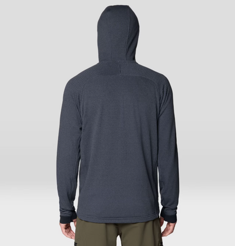 Mountain Hardwear Polartec Power Grid Zip Hood Mens Blue Slate Heather