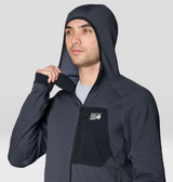 Mountain Hardwear Polartec Power Grid Zip Hood Mens Blue Slate Heather