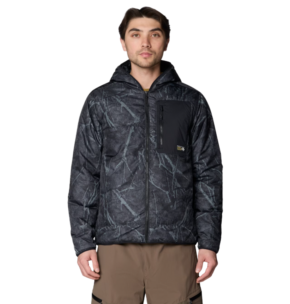 Mountain Hardwear Apres Pro Insulated Hood Jacket Mens Shark Print Black L