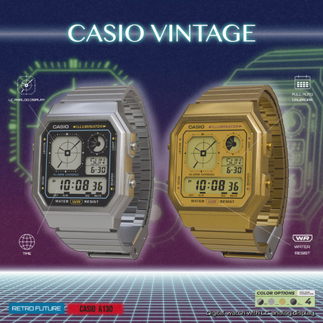 Casio A130WE-1A Watch Silver Black