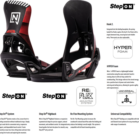 Nitro StepOn Snowboard Bindings 2027 Black OG Medium