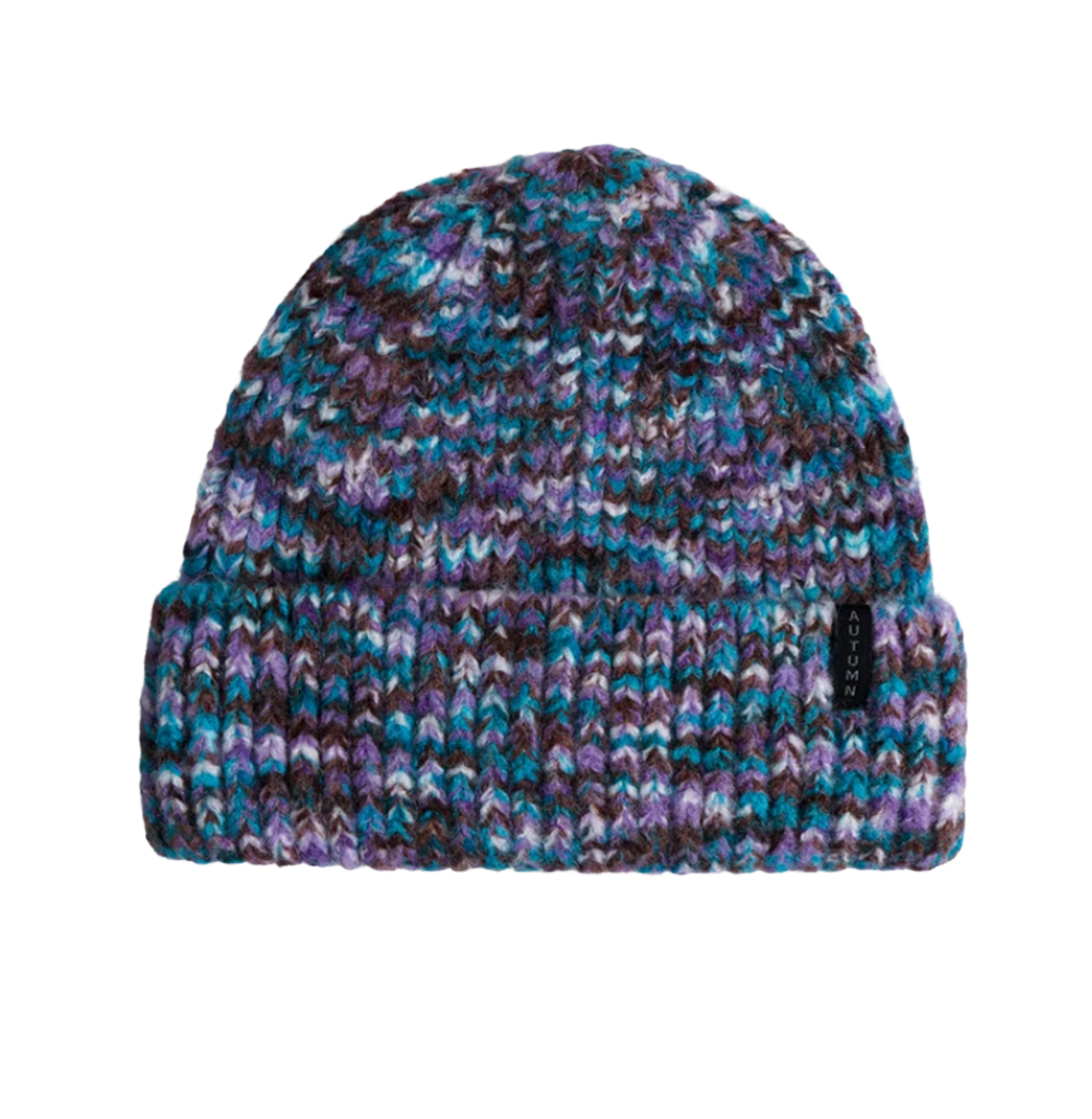 Autumn Marble Knit Beanie Plum