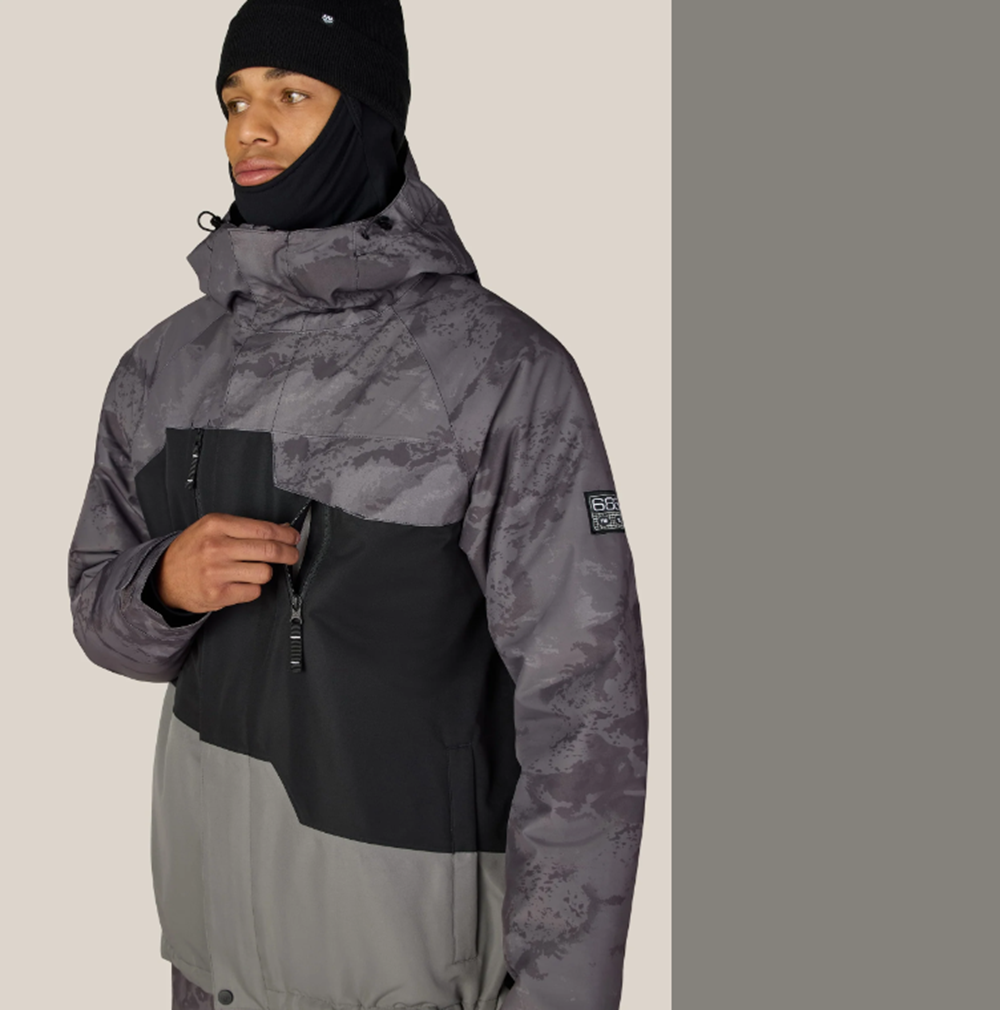 686 Geo Insulated Jacket Charcoal Hemisphere Block