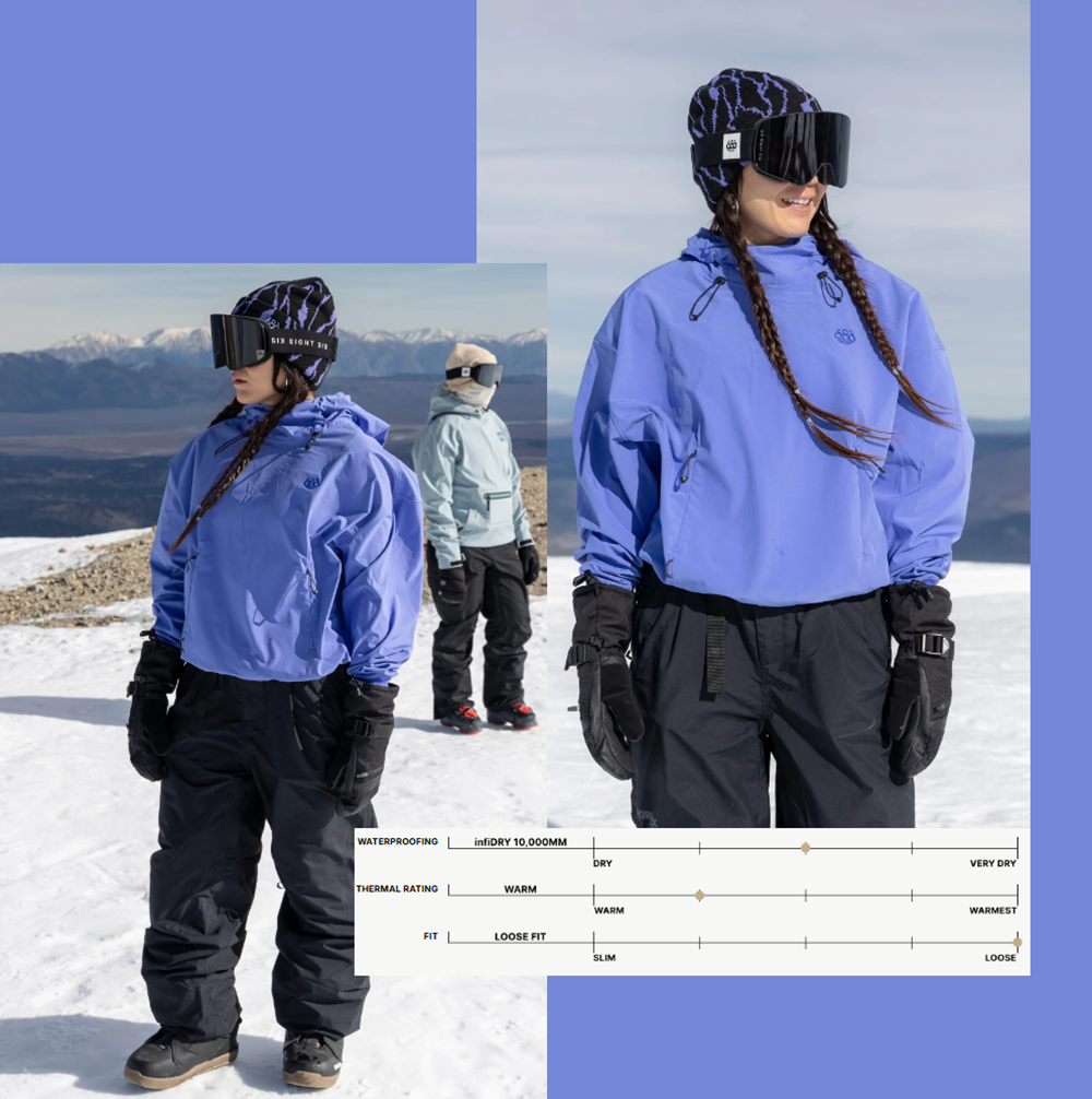 686 Waterproof Team Crop Hood Womens Blue
