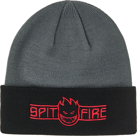 SPITFIRE LTB ARCH BGHD SCRPT CUFF BEANIE CHR BLACK RED