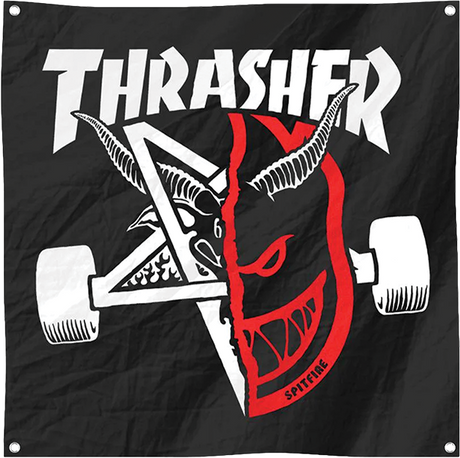THRASHER SF THRASH AND BURN BANNER BLACK
