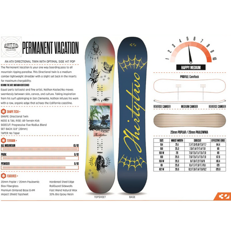 ThirtyTwo 32 Permanent Vacation Snowboard 2027 White 156 WIDE