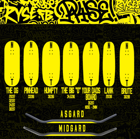 Ryse City Streets Pro Fingerboard Deck Yellow 32mm OG Midguard