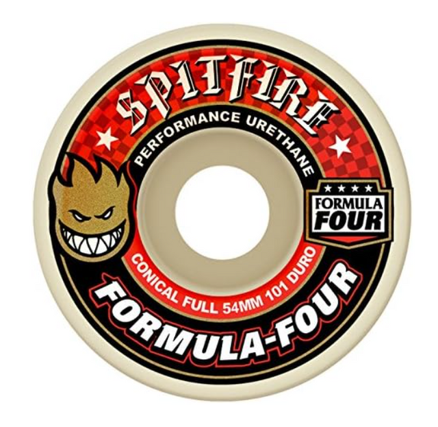 Spitfire F4 Conical Full Wheels Set White Red 58mm/101d